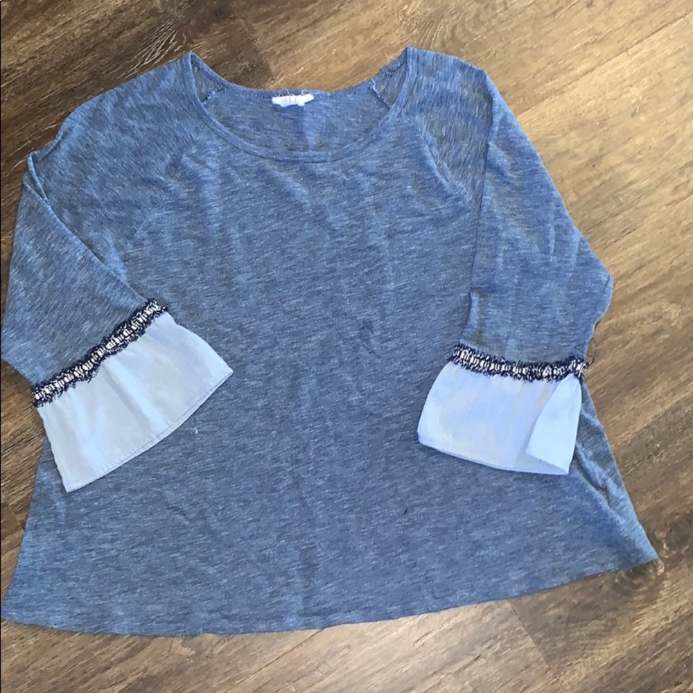 Style & Co Blue Cuff Detail Knit Shirt